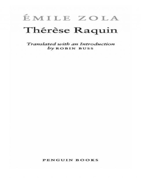 Thérèse Raquin by Emile Zola