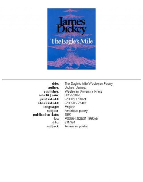 The Eagle's Mile by James Dickey