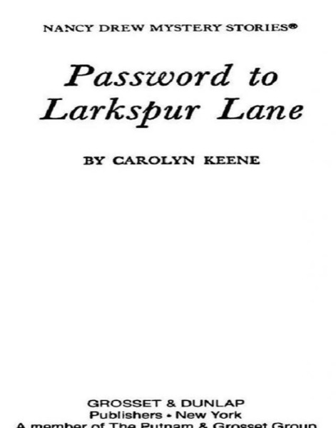 Password to Larkspur Lane by Carolyn Keene