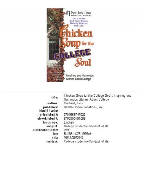 Chicken Soup for the College Soul by Jack Canfield