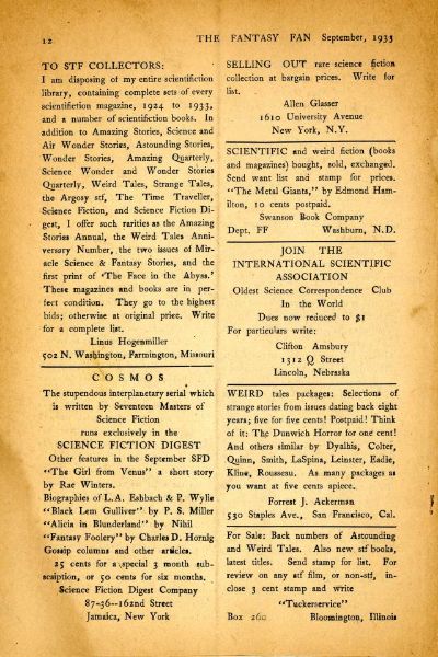 The Fantasy Fan September 1933 by Various