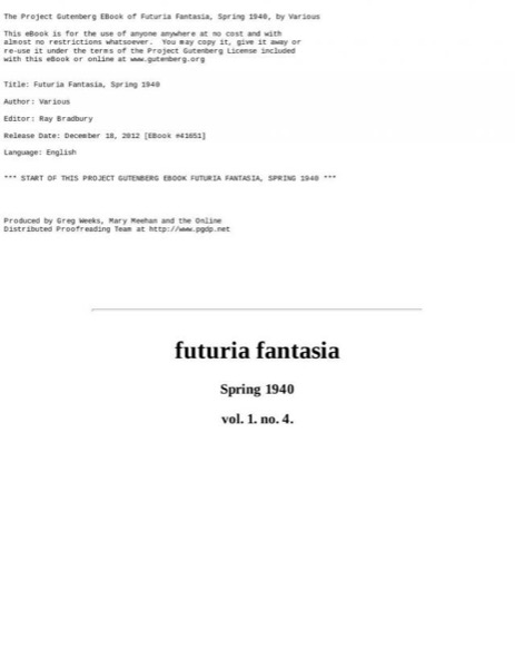 Futuria Fantasia, Spring 1940 by Various