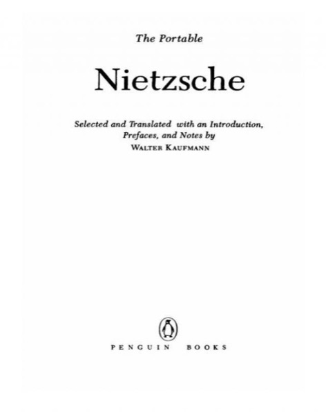 The Portable Nietzsche by Friedrich Nietzsche