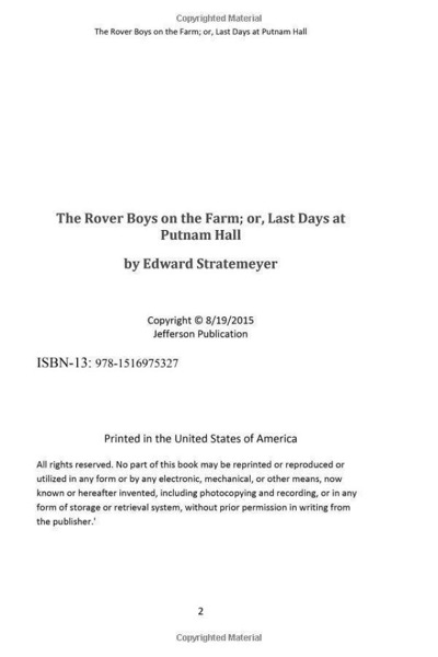 The Rover Boys on the Farm; or, Last Days at Putnam Hall by Edward Stratemeyer