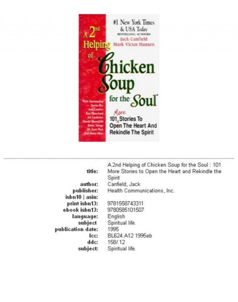 A 2nd Helping of Chicken Soup for the Soul by Jack Canfield