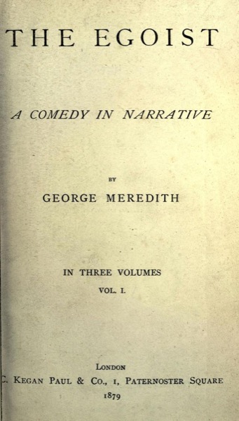 The Egoist: A Comedy in Narrative by George Meredith