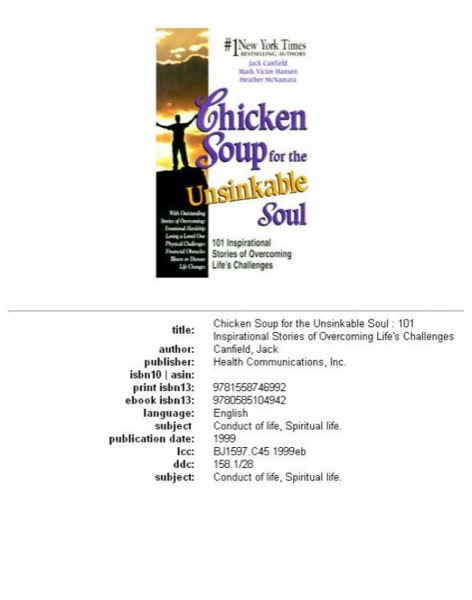 Chicken Soup Unsinkable Soul by Jack Canfield