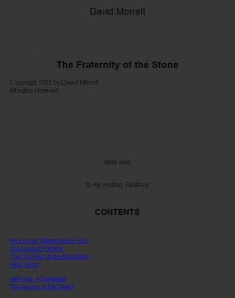 The Fraternity of the Stone by David Morrell